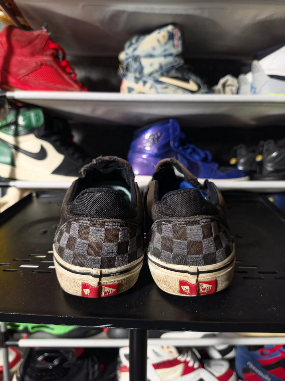 🔥 Vans Men Size 9 Classic Slip-On Checkerboard Men’s Shoes - Black/Grey